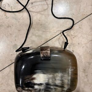 Vintage tortoise hard shellBlack and Brown Clutch